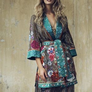 Camilla Jewel of Jupiter rolled collar lounge jacket 100% silk kimono